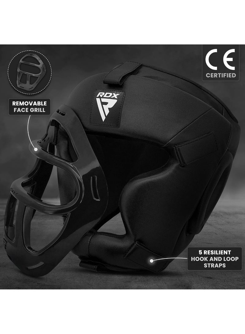 RDX Head Guard Boxing MMA Muay Thai, Removable Face Grill, Headgear Sparring Grappling Martial Arts, Full Face Protection, Kickboxing Taekwondo Karate BJJ Training Helmet -M |Black/Black (HGR-T1FB-M) - Image 5