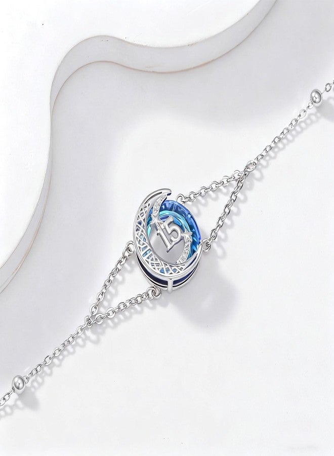JUSTKIDSTOY 15th Birthday Quinceanera Gifts for Her 15 Year Old Birthday Bracelet Gift for Women 925 Sterling Silver Blue Crystal Bracelet Jewelry for Daughter - Image 3