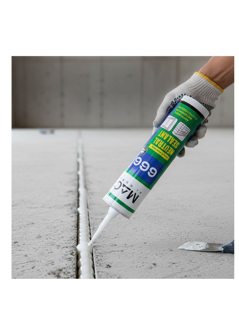 MAC AL GURG MAC 666 Muti Purpose Neutral Silicone Sealant 280ml Clear. Antifungal,Elastic Forever, Indoor & Outdoor Industrial Grade Silicone, Waterproof. European Technology - Image 3