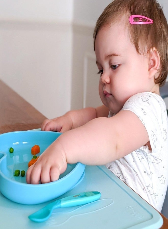 Chicco First Cutlery, Baby Spoon with Angled Tip for Self Feeding (8+ months) | Suitable For Training Toddlers, Soft & Flexible Silicone Tip (Blue) - Image 3