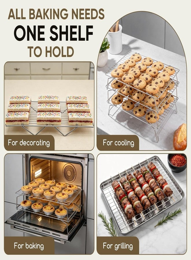 Herogo 5-Tier 15" x 10" Cooling Rack, Stainless Steel Baking Rack for Cookies, Cupcakes, and Pastries, Collapsible Space-Saving Design, Dishwasher Safe, Ideal for Baking, Roasting, and Drying - Image 5