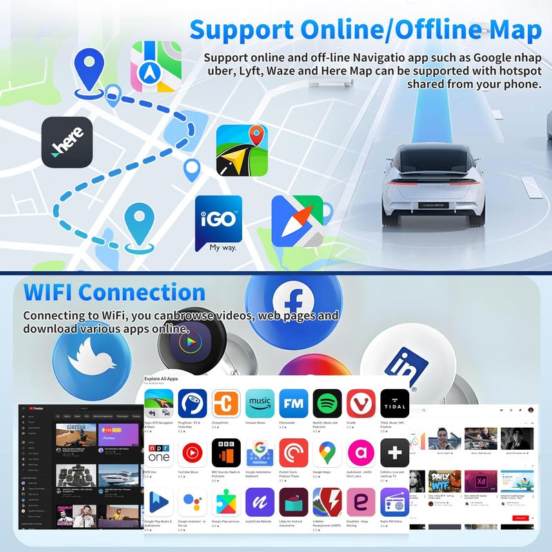 Aublinto 4+64G 10.1 inch Double Din Car Stereo Radio Upgraded for 1997 1998-2004 Ford F150 GPS Navi Head Unit Touch Screen Android 14 with Wireless Carplay Android Auto-/FM/SWC/WiFi/Bluetooth/Camera - Image 5