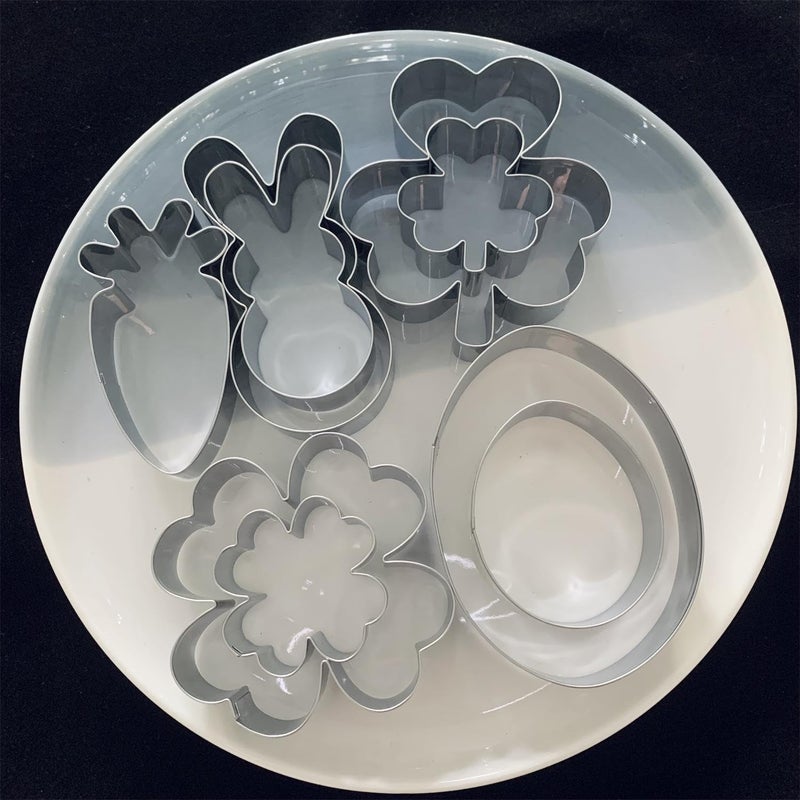 Auktosmn St. Patrick's and Easter Cookie Cutter Set-9 Piece-Dishwasher Safe-Shamrock, 4 Leaf Clover, Bunny, Egg and Carrot-Cookie Cutter for Spring Easter and St. Patrick's Day Decor - Image 5