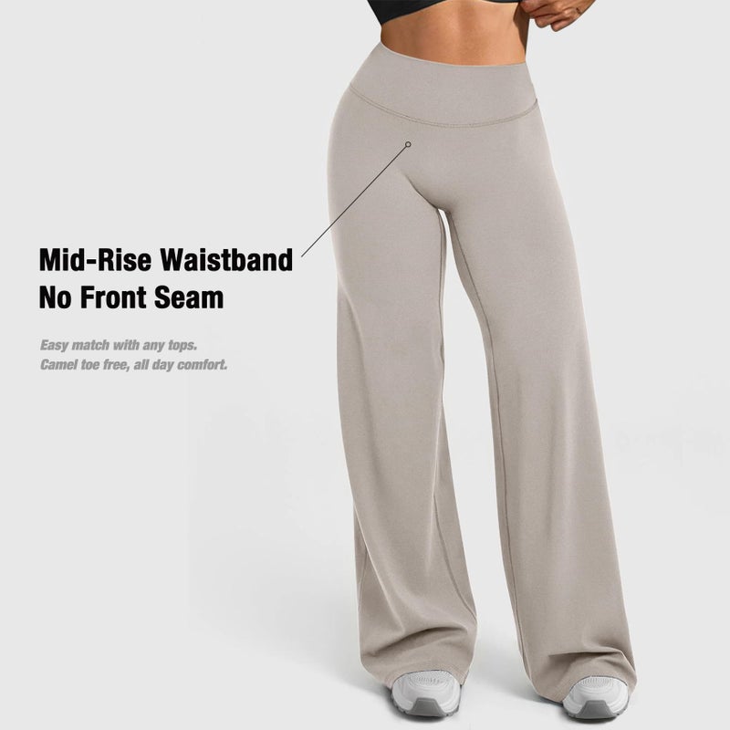 JGS1996 Wide Leg Yoga Pants Bottoms Straight Leg Leggings for Women High Waist Stretch Booty Casual Gym Workout Sweatpants Sage Green - Image 3