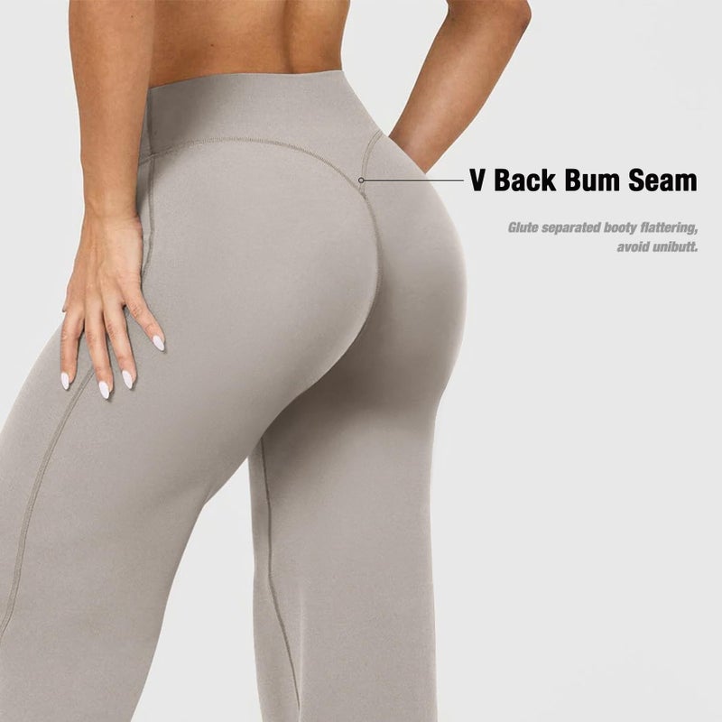 JGS1996 Wide Leg Yoga Pants Bottoms Straight Leg Leggings for Women High Waist Stretch Booty Casual Gym Workout Sweatpants Sage Green - Image 4