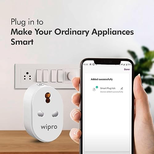 Wipro 16A Wi-Fi Smart Plug with Energy Monitoring- Suitable for Large Appliances like Geysers, Microwave Ovens, Air Conditioners (Compatible with Alexa and Google Assistant)- White (Pack of 2) - Image 3