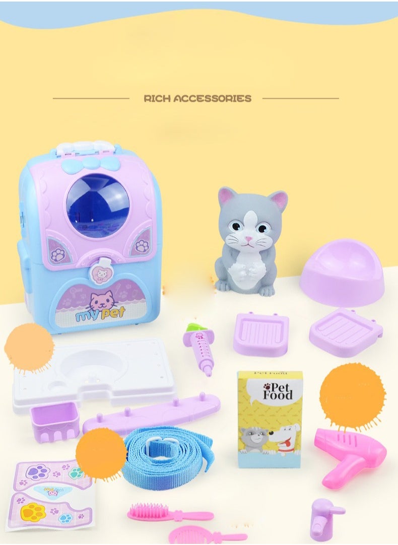 Generic - Mini Pet Carrier with Cat Toy Play Set for Hours of Imagination Travel Toys for Children. - Image 1