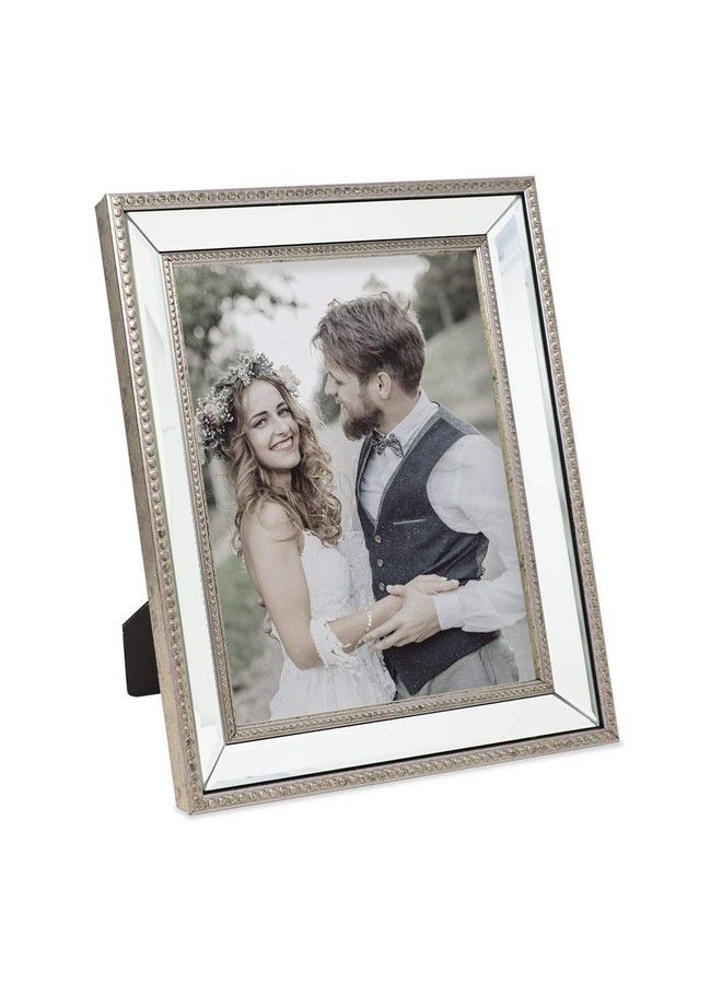 LAURA ASHLEY 8X10 Champagne Mirror Bead Picture Frame Classic Mirrored Frame With Beaded Border Wallmountable Made For Tabletop Display Photo Gallery And Wall Art (8X10 Champagne)  - Image 4