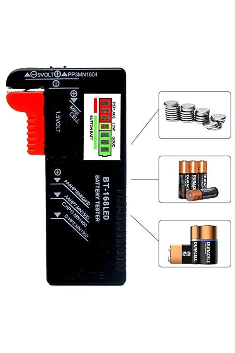 GNAFOTU LED Digital Battery Tester Checker,Multi Size for AA AAA C D 9V 1.5V Button Cell Batteries,Requires No Battery to Operate(black) - Image 2