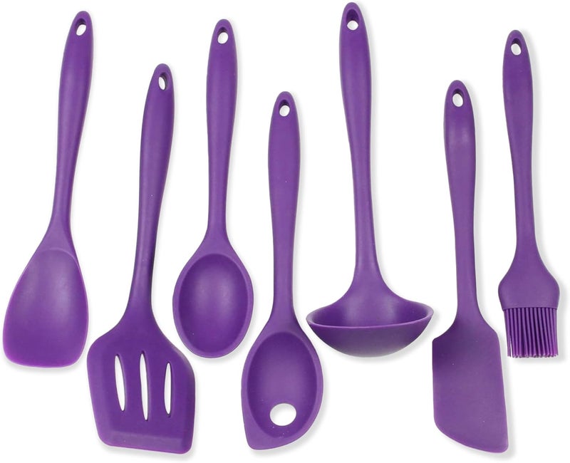 Chef Craft Premium Silicone Kitchen Tool and Utensil Set, 7 Piece, Purple - Image 1