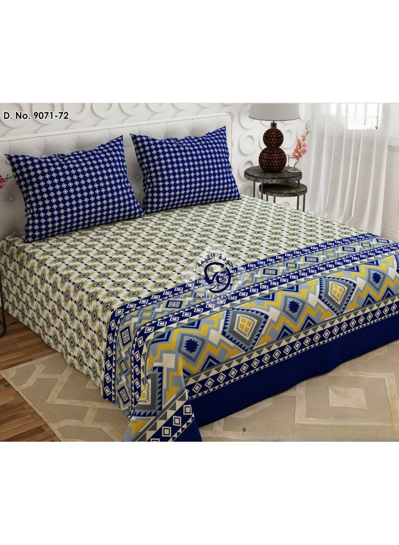 Double Bed sheet Set King Size- Cotton Bedsheet Printed with Pillow Covers