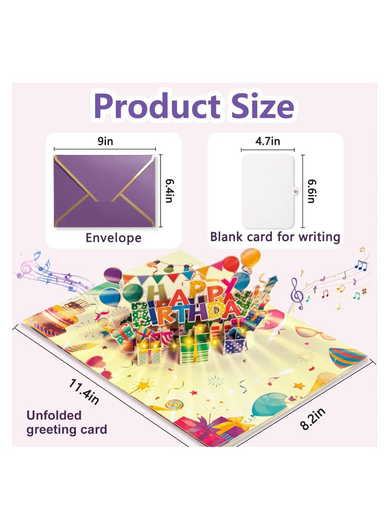 3D Musical Birthday Cards with LED Light, Fun Pop-Up Greeting Cards for Kids and Adults, Unique Birthday Gifts with Music for Celebrations and Parties - Image 2