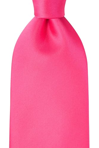 KissTies Mens Tie Flamingo Fuchsia Pink Satin Necktie For Men + Gift Box - Image 4