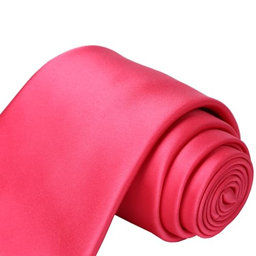 KissTies Mens Tie Flamingo Fuchsia Pink Satin Necktie For Men + Gift Box - Image 5