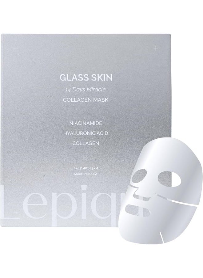 Lepique Luxury Spa-Grade Collagen Overnight Mask 4 Sheets Authentic Korean Premium Overnight Face Mask, Highest Serum Content Hydrating Sheet Mask with Hyaluronic Acid & Niacinamide for Radiance - Image 1