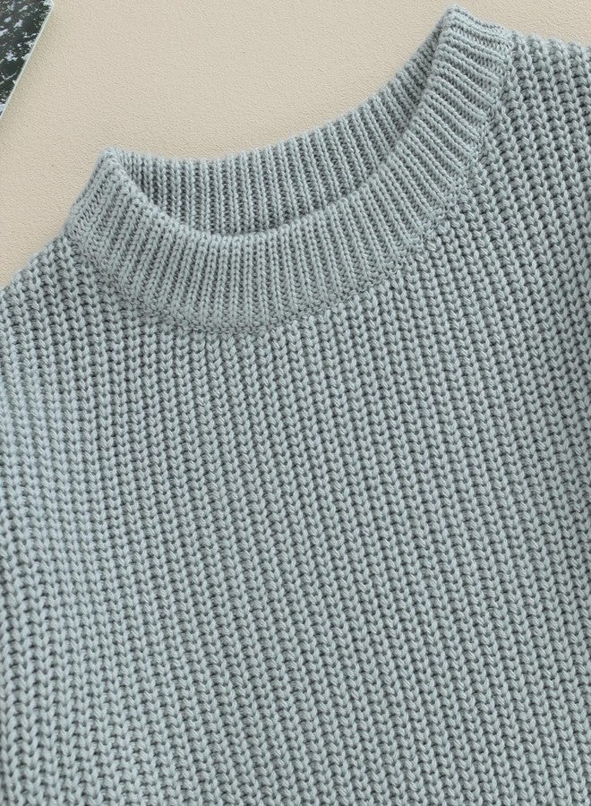 Yoawdats Toddler Baby Girl Boy Long Sleeve Knit Sweater Cute Round Neck Pullover Fall Winter Warm Tops Clothes (Grey Green, 9-12 Months) - Image 5