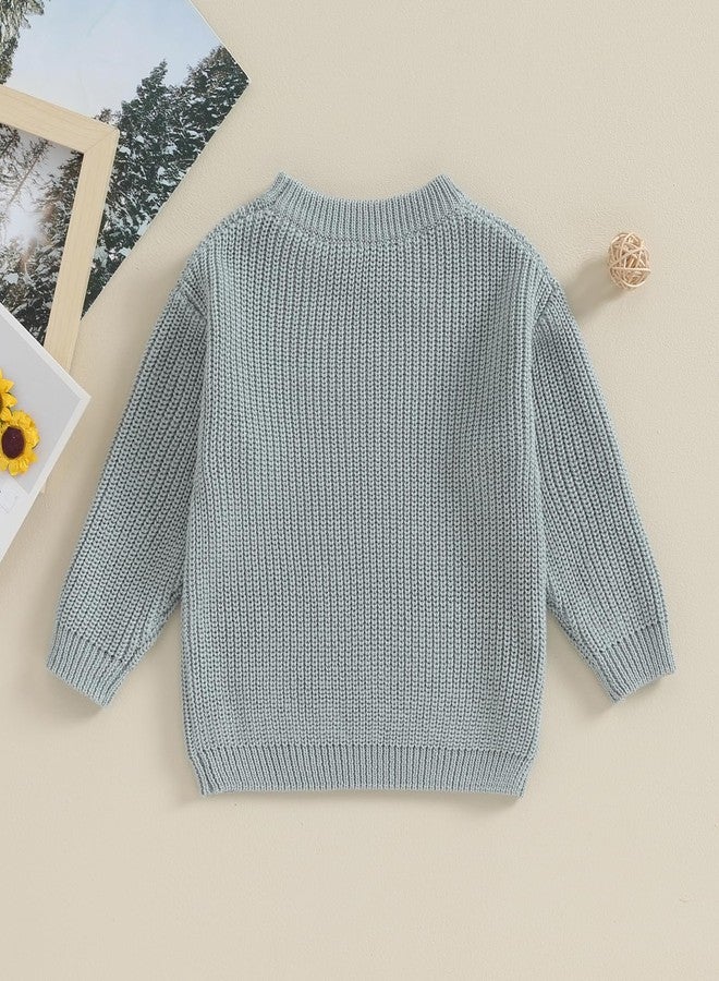 Yoawdats Toddler Baby Girl Boy Long Sleeve Knit Sweater Cute Round Neck Pullover Fall Winter Warm Tops Clothes (Grey Green, 9-12 Months) - Image 4