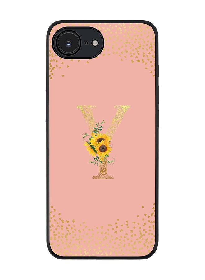 Stylizedd For Apple iPhone 17e / 16e Case,Slim fit Camera Protection, Shockproof Thin Phone cover  - Custom Floral Monogram - Y  (Rose Pink ) - Image 1
