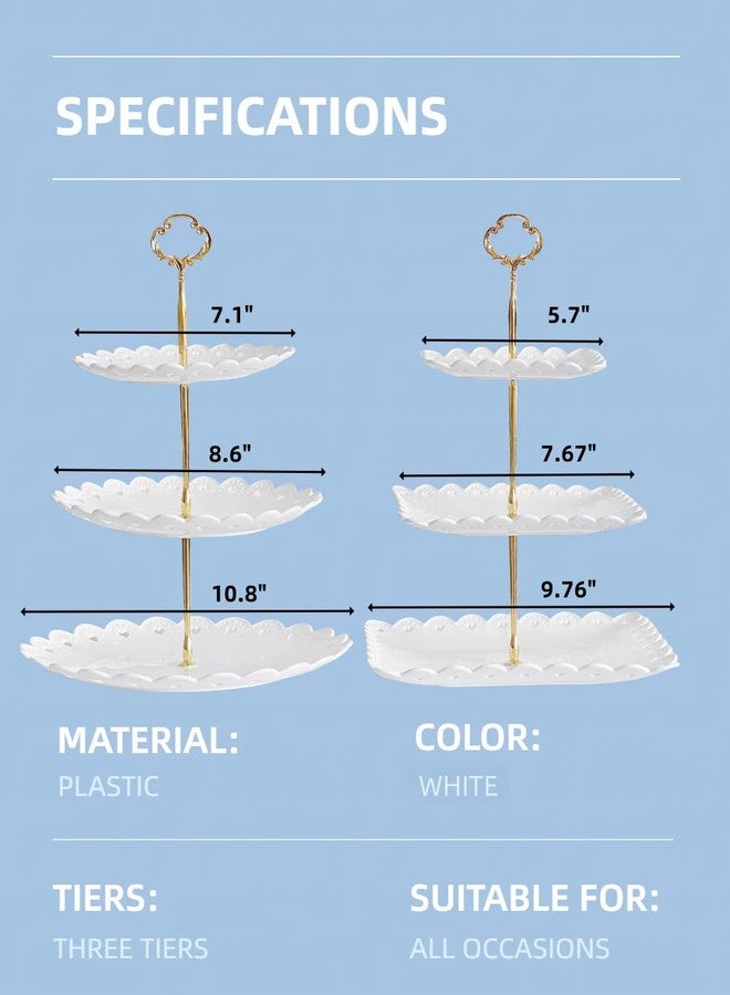 RAUVOLFIA 2 Pack of Large Dessert Cupcake Stand, 3 Tier Cup Cake Holder Tower for Tea Party/Birthday/Wedding, Plastic Tiered Serving Tray (White) - Image 5