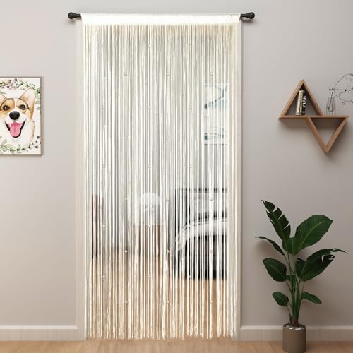 YIIBAII Beaded Curtain Beaded Curtains for Doorways Crystals Suitable for Interior Decoration and Partitions Hippy Closet Curtains (Champagne, 39"x79") - Image 1