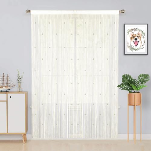 YIIBAII Beaded Curtain Beaded Curtains for Doorways Crystals Suitable for Interior Decoration and Partitions Hippy Closet Curtains (Champagne, 39"x79") - Image 3