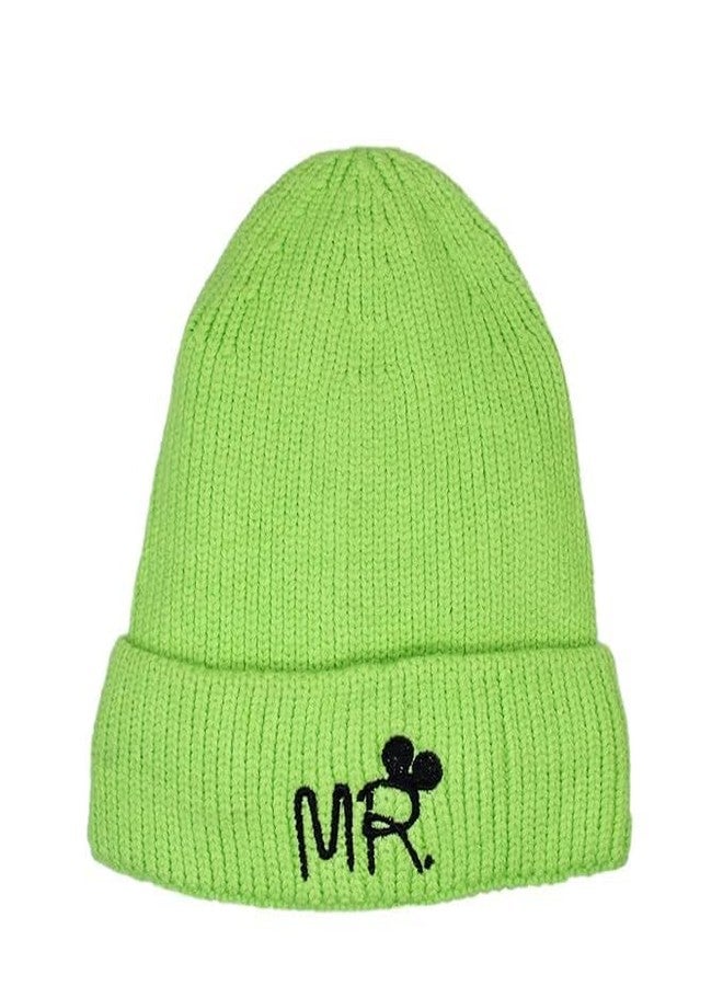 KYNA Baby Winter Knit Hat | Soft Woolen Micky Cap for 6 Months- 3 Years Boys and Girls (in, Alpha, Free Size, Free Size, Green) - Image 1