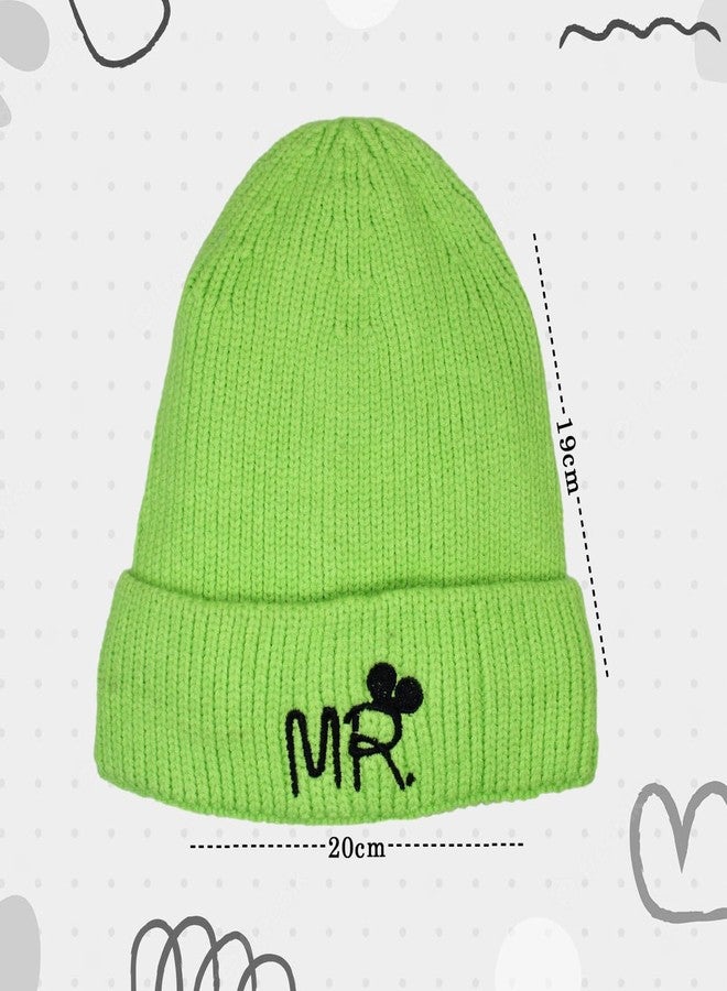 KYNA Baby Winter Knit Hat | Soft Woolen Micky Cap for 6 Months- 3 Years Boys and Girls (in, Alpha, Free Size, Free Size, Green) - Image 2