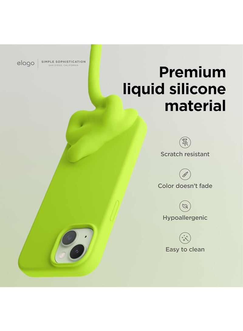 Elago Liquid Silicone for iPhone 15 Case Cover Full Body Protection, Shockproof, Slim, Anti-Scratch Soft Microfiber Lining - Lime Green - Image 3