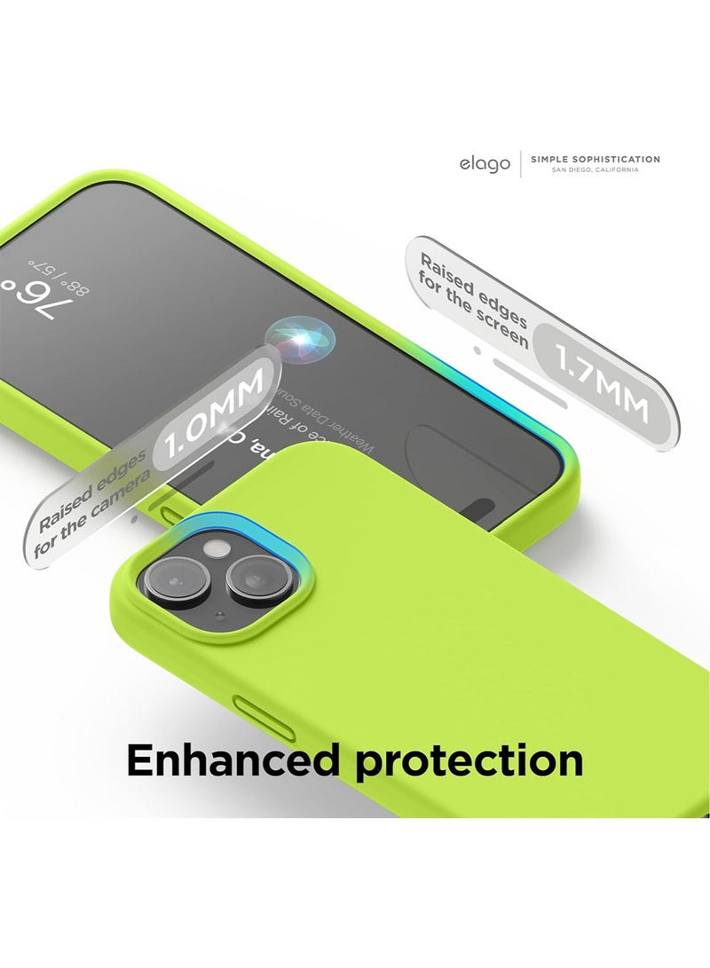 Elago Liquid Silicone for iPhone 15 Case Cover Full Body Protection, Shockproof, Slim, Anti-Scratch Soft Microfiber Lining - Lime Green - Image 5