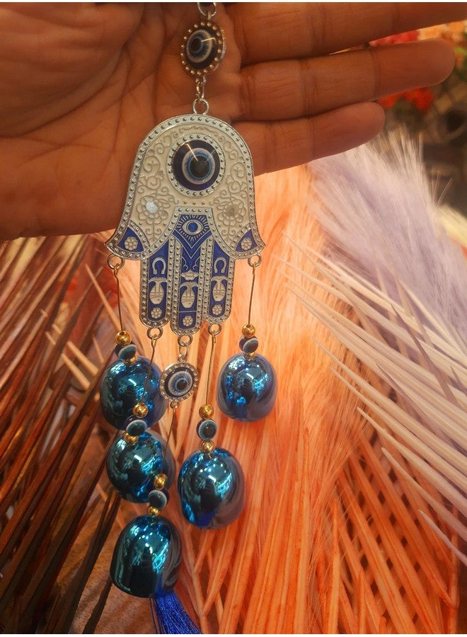DT DECTONE Stone Nazar Battu Evil Eye Hanging Wall Decor Interior Accessories For The Home Good Fortune Vastu For Decoration And Prosperity- Wind Chime Bells, Blue - Image 1