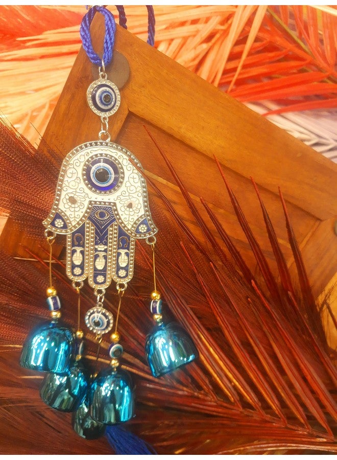 DT DECTONE Stone Nazar Battu Evil Eye Hanging Wall Decor Interior Accessories For The Home Good Fortune Vastu For Decoration And Prosperity- Wind Chime Bells, Blue - Image 4