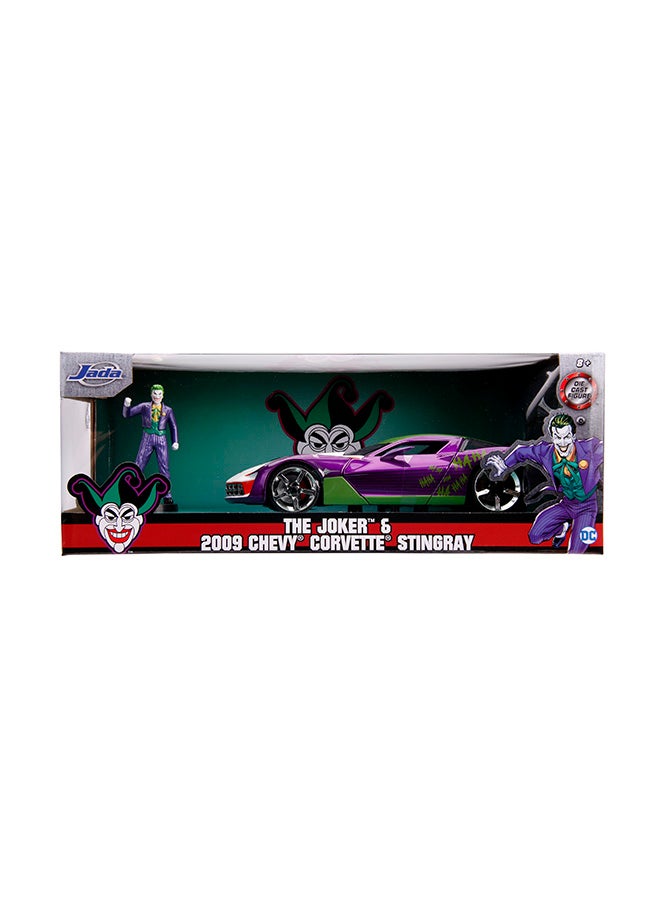 JADA Toys DC Comics The Joker 2009 Chevrolet Corvette Stingray Concept Die-Cast Car with Joker Figure, Toys for Kids and Adults – 1:24 Scale, Purple/Green/White - Image 2
