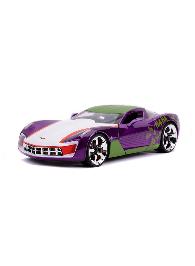 JADA Toys DC Comics The Joker 2009 Chevrolet Corvette Stingray Concept Die-Cast Car with Joker Figure, Toys for Kids and Adults – 1:24 Scale, Purple/Green/White - Image 3