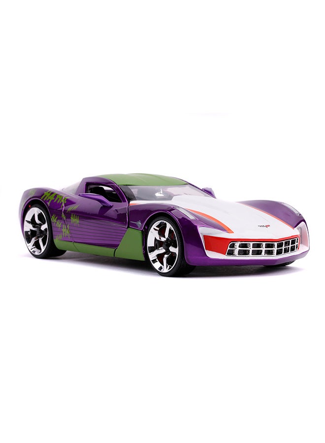 JADA Toys DC Comics The Joker 2009 Chevrolet Corvette Stingray Concept Die-Cast Car with Joker Figure, Toys for Kids and Adults – 1:24 Scale, Purple/Green/White - Image 5