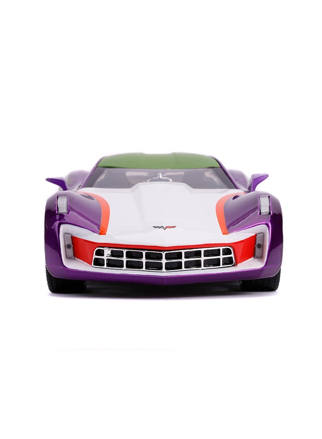 JADA Toys DC Comics The Joker 2009 Chevrolet Corvette Stingray Concept Die-Cast Car with Joker Figure, Toys for Kids and Adults – 1:24 Scale, Purple/Green/White - Image 4