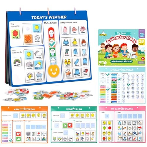 CHEFAN Kids Calendar for LearningMy First Daily Calendar for KidsAll About Today BoardDays of The Week Calendar for KidsPreschool Classroom Calendar Circle Time CalendarToday Monthly and Weather - Image 1