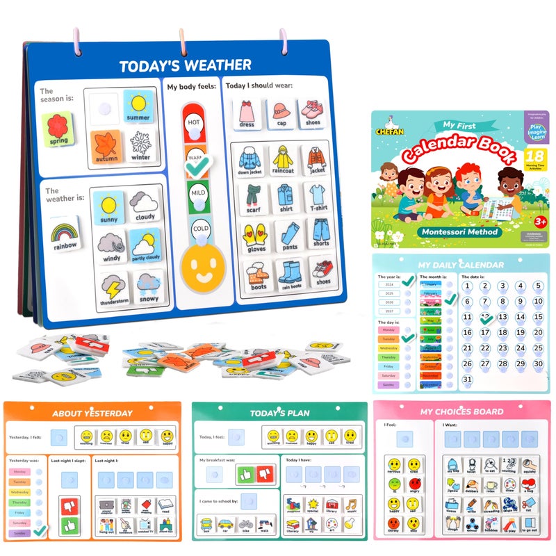 CHEFAN Kids Calendar for LearningMy First Daily Calendar for KidsAll About Today BoardDays of The Week Calendar for KidsPreschool Classroom Calendar Circle Time CalendarToday Monthly and Weather - Image 2