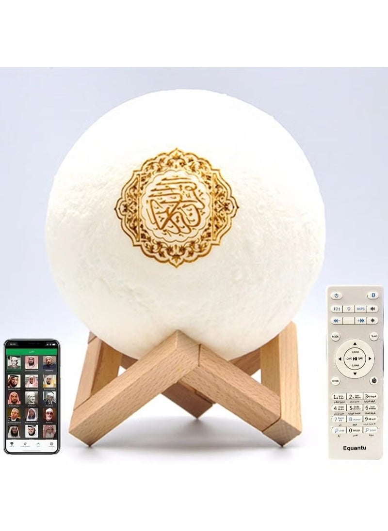 A ZONE Moon Light Quran Bluetooth Speaker, Translation of Verses into All Languages ​​with 7 Colors Lighting and Remote Control White  - Image 1