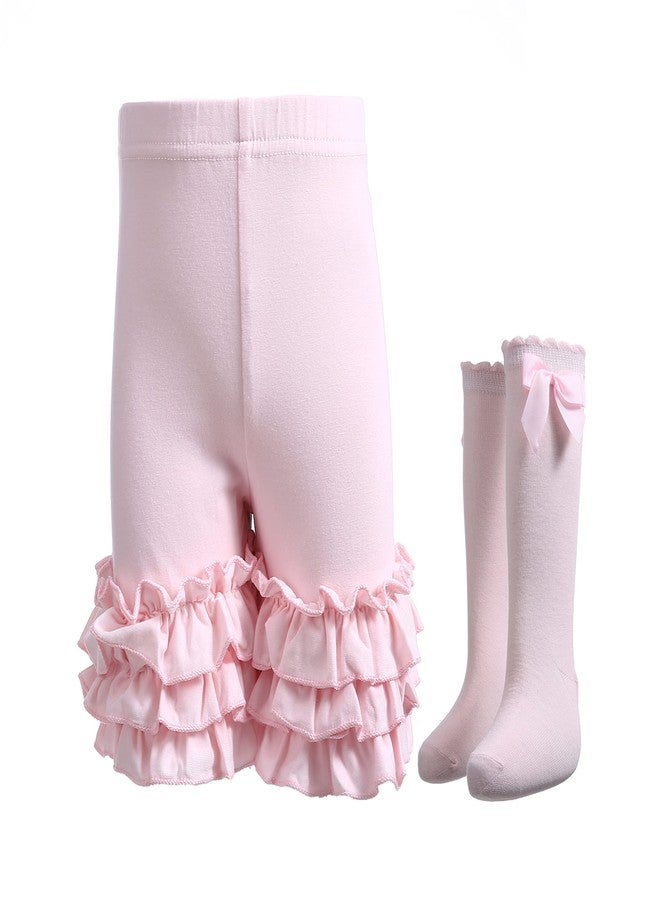 Ashken Baby Toddler Girls Ruffles Shorts Little Girls Cotton Pants 3 Months-6T Pink - Image 1
