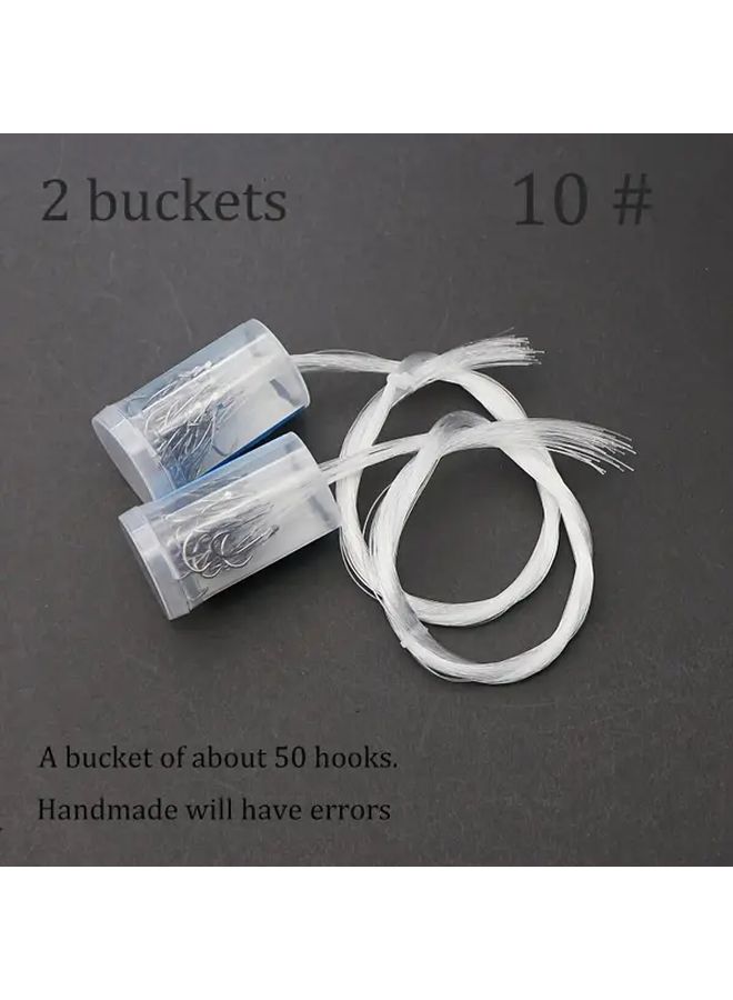 Heavy Duty Pre Tied Ice Fishing Hooks 2 Buckets 12 Sharp Barbed Quick Change Long Shank Saltwater - Image 3