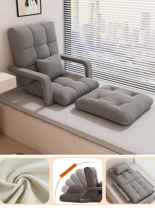 VUCATIN Folding Floor Chair  Single-Back Sofa Cushion Multi Angle Adjustment Padded Sleeper Bed For Balcony Bedroom With Pillow 1 Seater 55x64x56 cm - Image 1