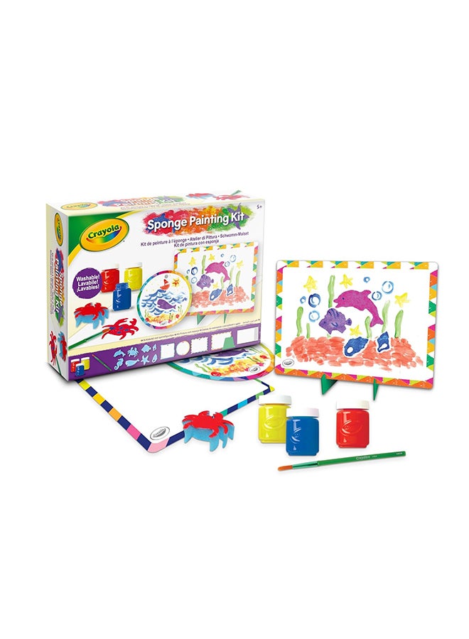 Crayola مجموعة ألوان تمبرا قابلة للغسل للأطفال – مجموعة رسم إبداعية مع إسفنجات، إطارات وفرشاة – مجموعة نشاط فني خالية من الفوضى للأطفال من عمر 3 سنوات فما فوق - Image 1