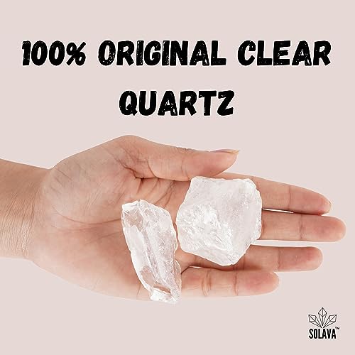 SOLAVA Natural Clear Quartz Crystal Stone Original Certified - Raw Healing Crystals, Clear Rough Stone for Anxiety, Peace, Stress, Good Luck, Manifestation, Meditation, and Reiki Healing - 2 Pieces - Image 3