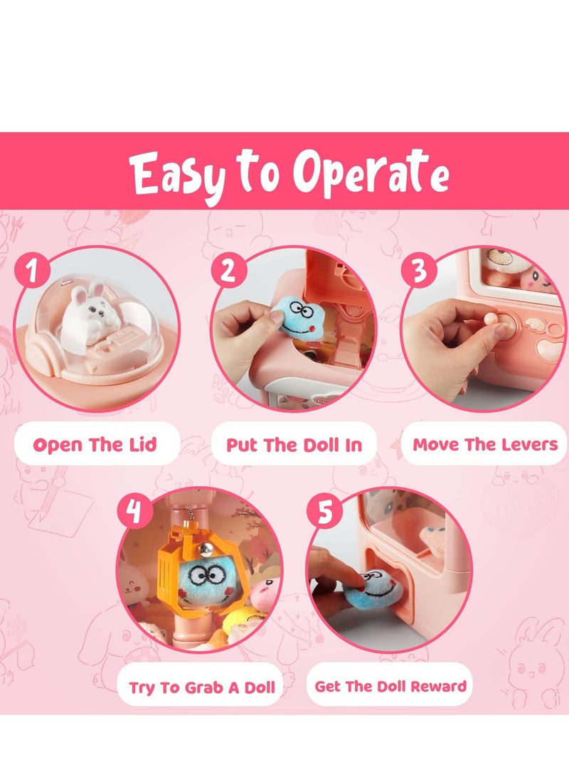 XiuWoo - Claw machine toys mini vending machines candy grabber prize dispenser toys for girls electronic arcade claw game machine for party birthday valentine's gifts with lights sound with 20 mini plush toys - Image 1