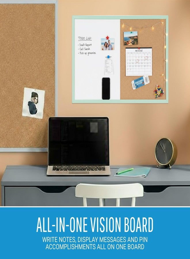 MasterVision Pastel Combo Bulletin and Dry Erase Board, 24" x 18", Green Frame, Decorative Magnetic Whiteboard and Cork Board, Wall Décor for Home, Office, Dorm, or Classroom - Image 3
