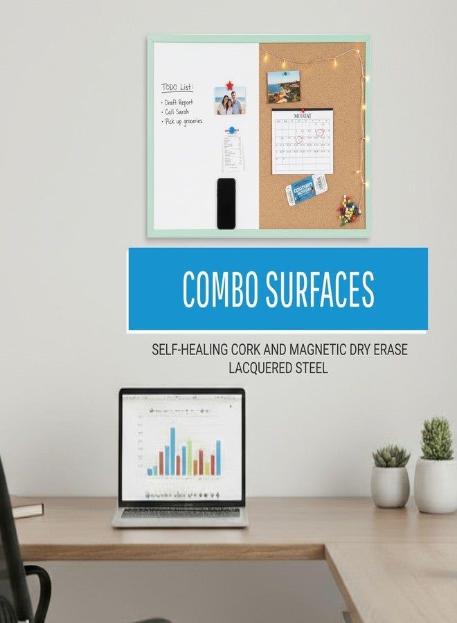 MasterVision Pastel Combo Bulletin and Dry Erase Board, 24" x 18", Green Frame, Decorative Magnetic Whiteboard and Cork Board, Wall Décor for Home, Office, Dorm, or Classroom - Image 5