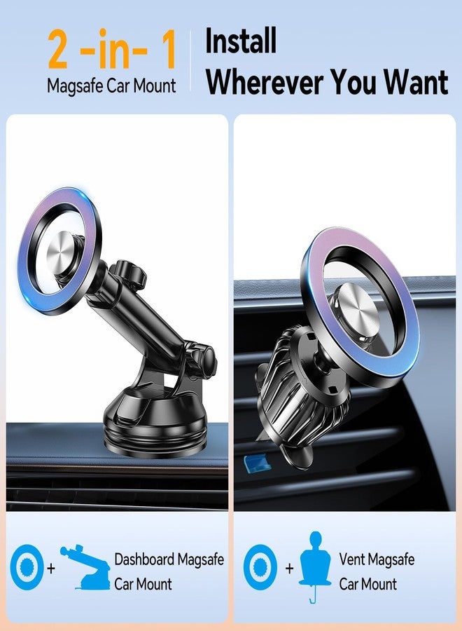 Coolpow for MagSafe Car Mount【Windshield+Vent+Dash】Magnetic Phone Holder for Car Phone Holder Mount Cell Phone Holders for Your Car Accessories Suction Cup Stand for Garmin GPS for iPhone 17 16 15 14 - Image 2