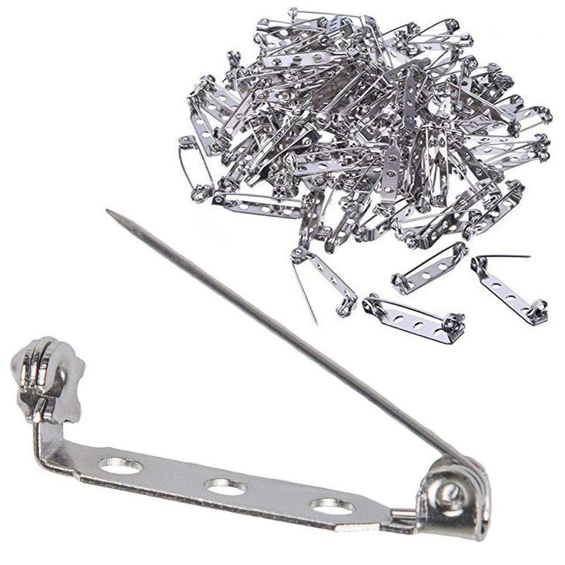 STARVAST 100 Pcs Silver Tone Pin Backs Clasp Brooch Safety Pins 1 Inch Bar Pins Findings with 3 Holes for Badge Insignia Citation Bars Making Corsage Name Tags Toy Pins and Jewelry Making - Image 3