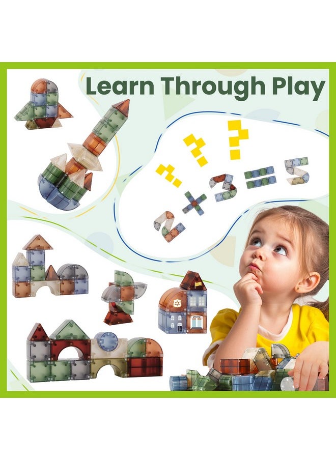 iPlay, iLearn iPlay, iLearn Kids Magnetic Blocks, 62 PCS Magnet Stacking Block Building Toy, Toddler STEM Learning Montessori Sensory Toy, Preschool Classroom Educational Birthday Gift 3 4 5 6 7 8 Year Old Boy Girl  - Image 2