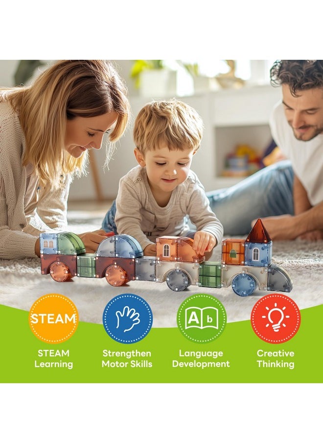 iPlay, iLearn iPlay, iLearn Kids Magnetic Blocks, 62 PCS Magnet Stacking Block Building Toy, Toddler STEM Learning Montessori Sensory Toy, Preschool Classroom Educational Birthday Gift 3 4 5 6 7 8 Year Old Boy Girl  - Image 3